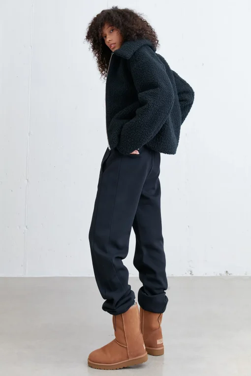CROPPED SHEARLING BOMBER JACKET