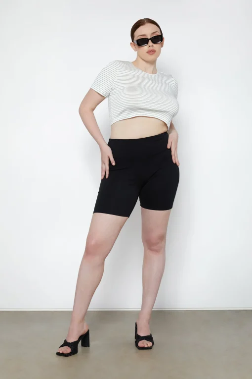 CROPPED STRIPED TEE