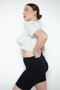CROPPED STRIPED TEE