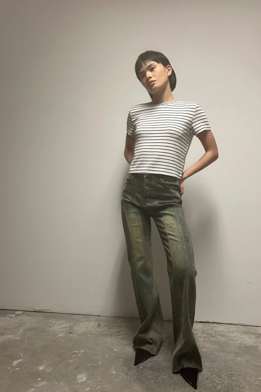 CROPPED STRIPED T-SHIRT