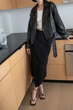 CROPPED VEGAN LEATHER MOTO JACKET