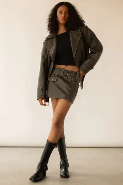 CROPPED VEGAN LEATHER MOTO JACKET