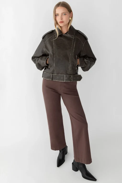 CROPPED VEGAN LEATHER MOTO JACKET