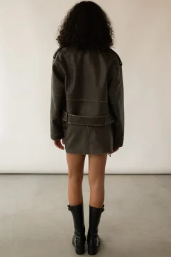 CROPPED VEGAN LEATHER MOTO JACKET