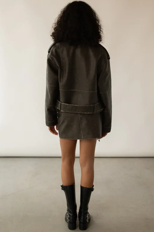 CROPPED VEGAN LEATHER MOTO JACKET