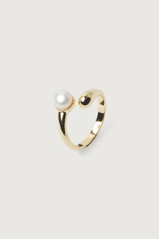 CURVED RING WITH PEARL