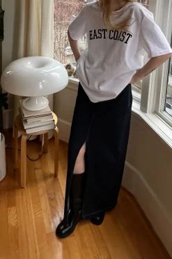 DENIM COLUMN MAXI SKIRT