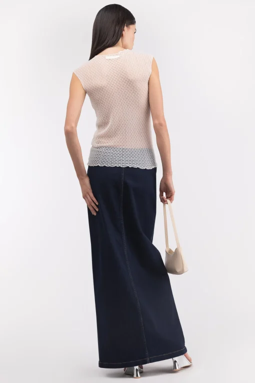 DENIM COLUMN MAXI SKIRT