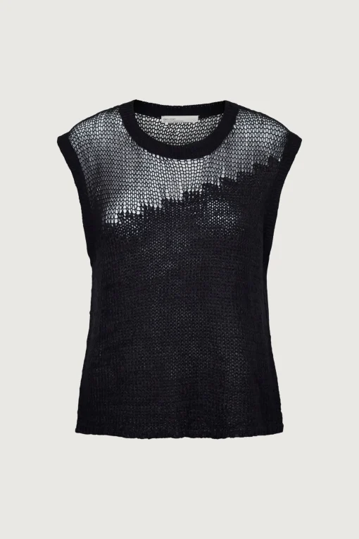 DISTRESSED SLEEVELESS SWEATER