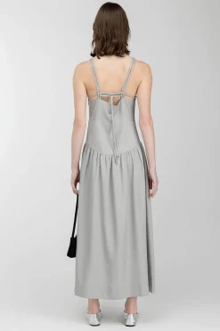 DROP-WAIST DRESS WITH METAL EYELETS