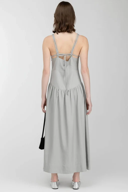 DROP-WAIST DRESS WITH METAL EYELETS