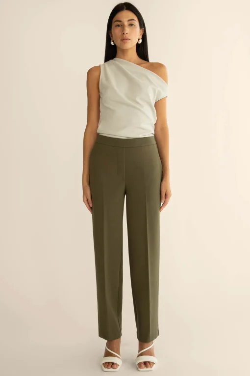 ELASTIC WAIST TAPERED PANT