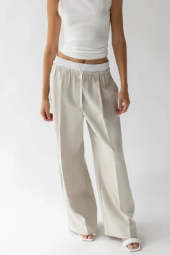 EXPOSED ELASTIC WAISTBAND DRESS PANT