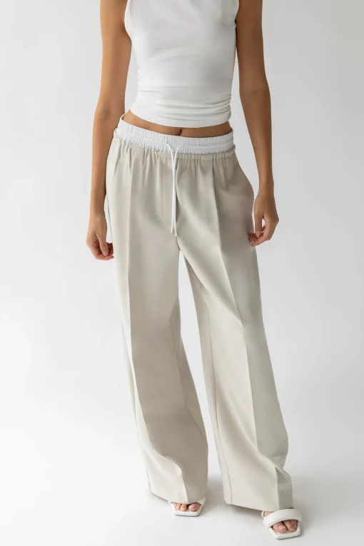EXPOSED ELASTIC WAISTBAND DRESS PANT