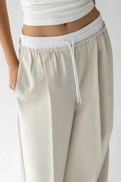 EXPOSED ELASTIC WAISTBAND DRESS PANT