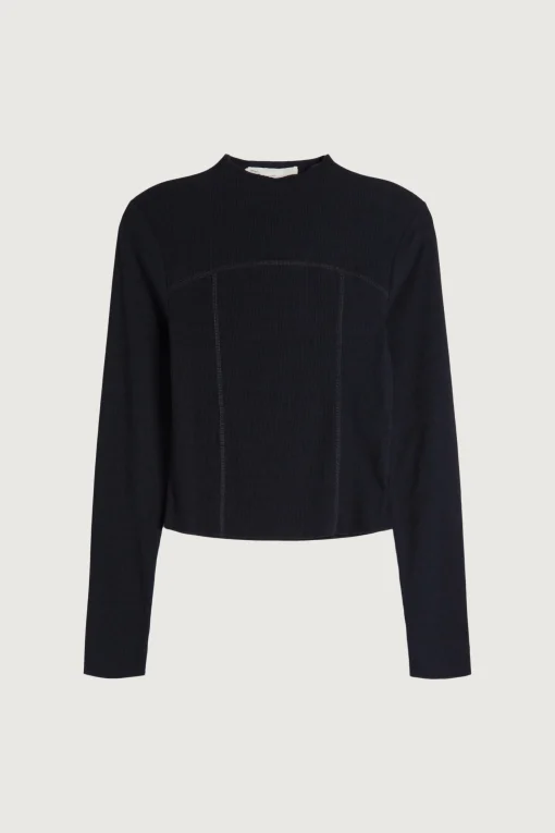EXPOSED SEAM MOCKNECK TOP