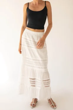 EYELET MAXI SKIRT