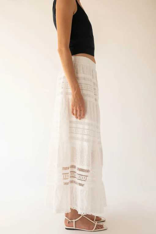 EYELET MAXI SKIRT