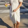 EYELET MIDI DRESS