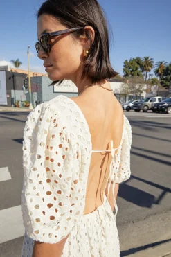 EYELET MIDI DRESS
