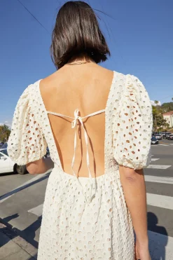 EYELET MIDI DRESS