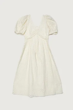 EYELET MIDI DRESS