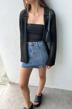 FITTED JEAN MINI JEAN SKIRT