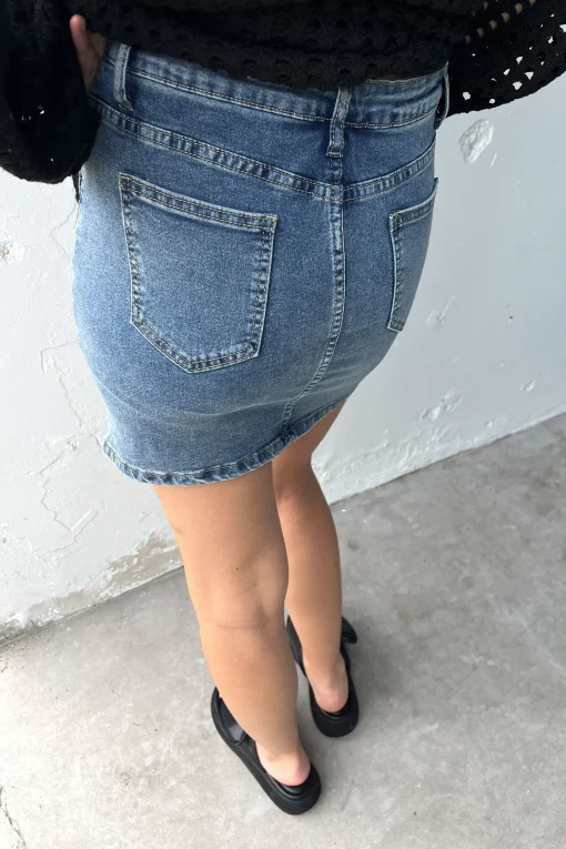 FITTED JEAN MINI JEAN SKIRT