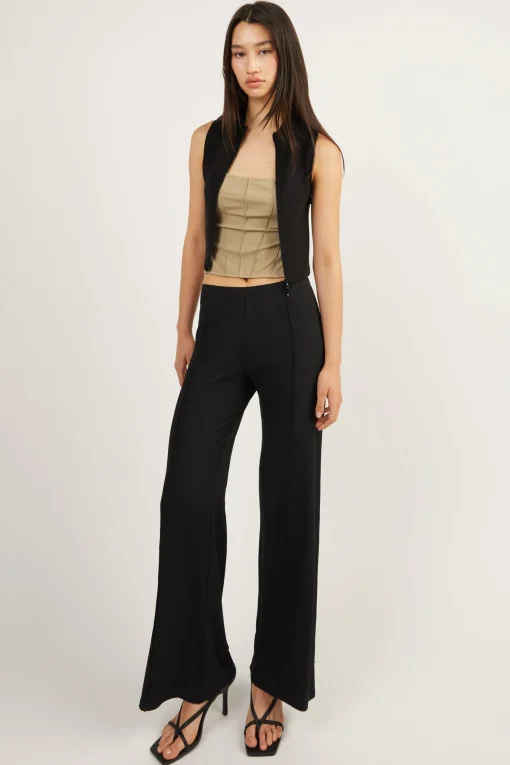 FLARED PANT WITH STITCH DETAILS