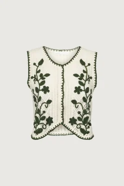 FLORAL EMBROIDERED SWEATER VEST
