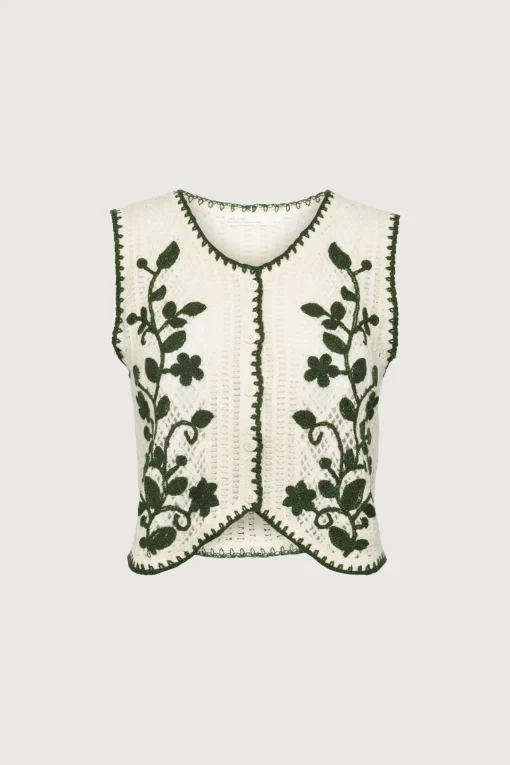 FLORAL EMBROIDERED SWEATER VEST