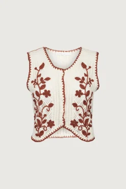 FLORAL EMBROIDERED SWEATER VEST