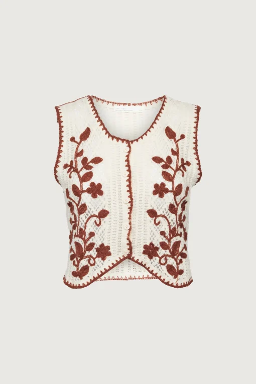 FLORAL EMBROIDERED SWEATER VEST