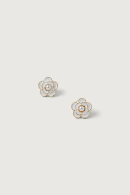 FLOWER EARRING WITH PEARL