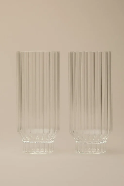 FLUTED COOLER GLASSES, SET OF 2