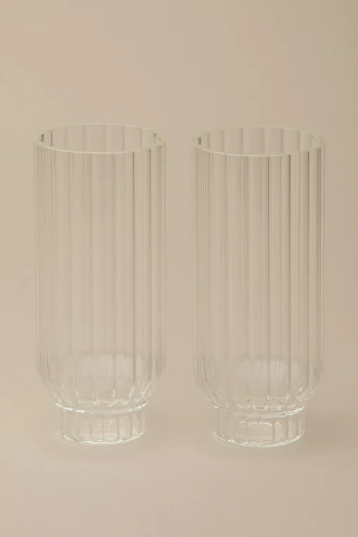 FLUTED COOLER GLASSES, SET OF 2