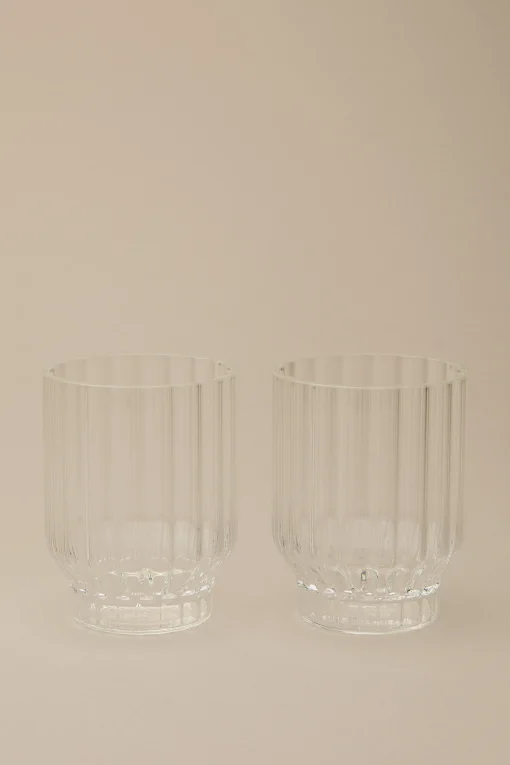 FLUTED TUMBLER GLASSES, SET OF 2