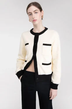 FUZZY COLOUR BLOCK CARDIGAN