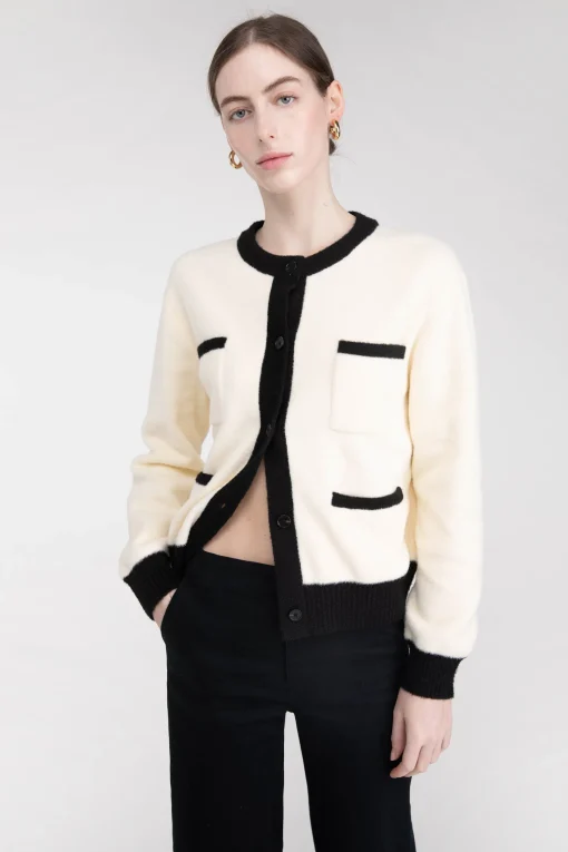 FUZZY COLOUR BLOCK CARDIGAN