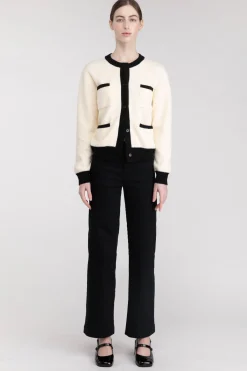 FUZZY COLOUR BLOCK CARDIGAN
