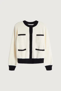 FUZZY COLOUR BLOCK CARDIGAN