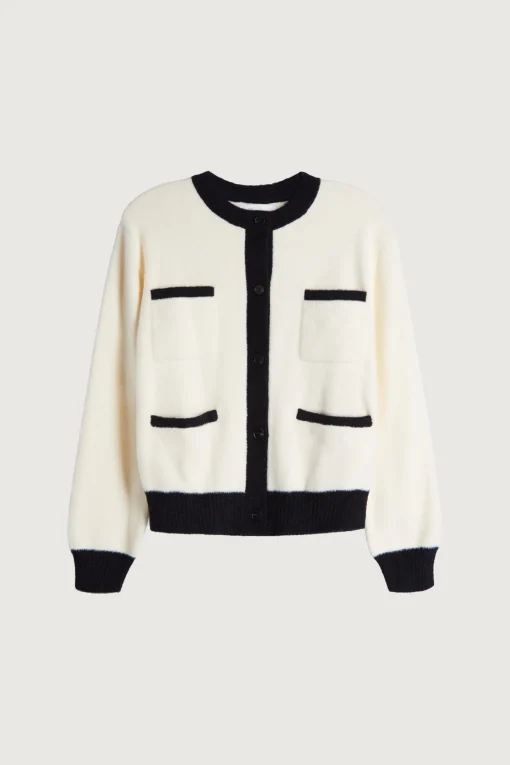 FUZZY COLOUR BLOCK CARDIGAN