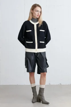 FUZZY COLOUR BLOCK CARDIGAN