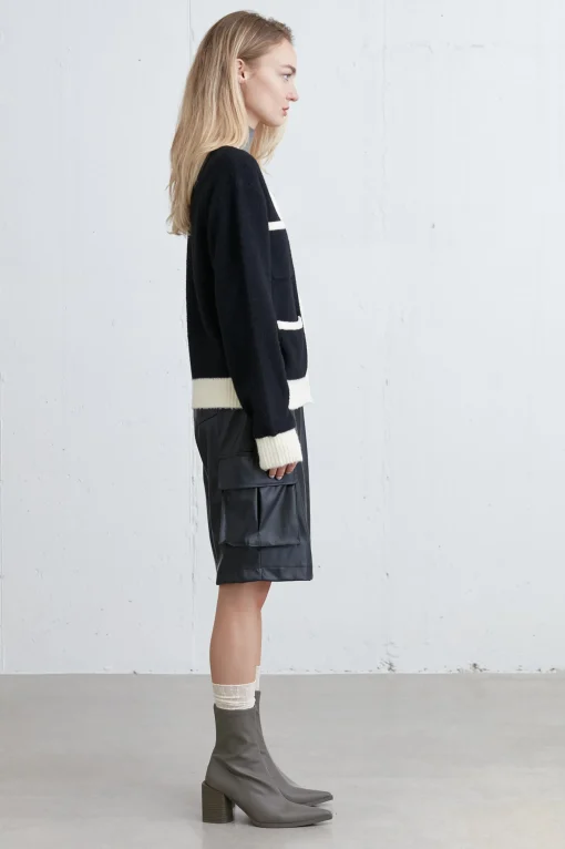 FUZZY COLOUR BLOCK CARDIGAN