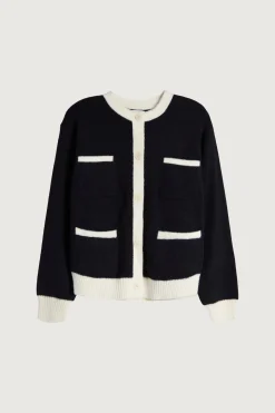 FUZZY COLOUR BLOCK CARDIGAN