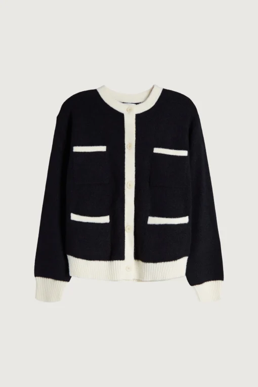 FUZZY COLOUR BLOCK CARDIGAN
