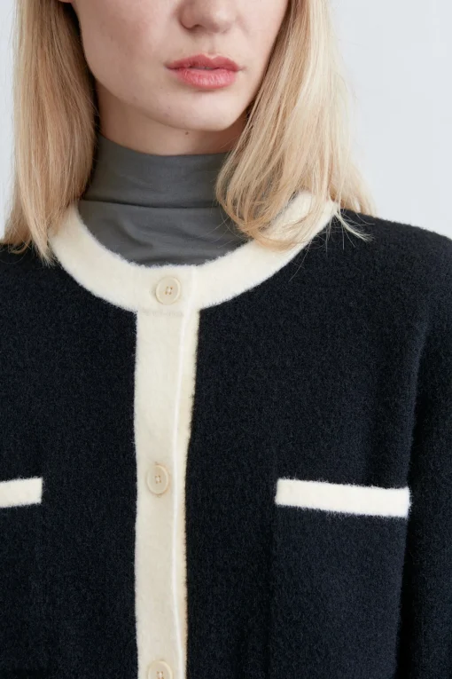 FUZZY COLOUR BLOCK CARDIGAN