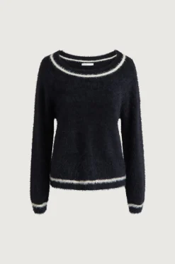 FUZZY CONTRAST DETAIL SWEATER