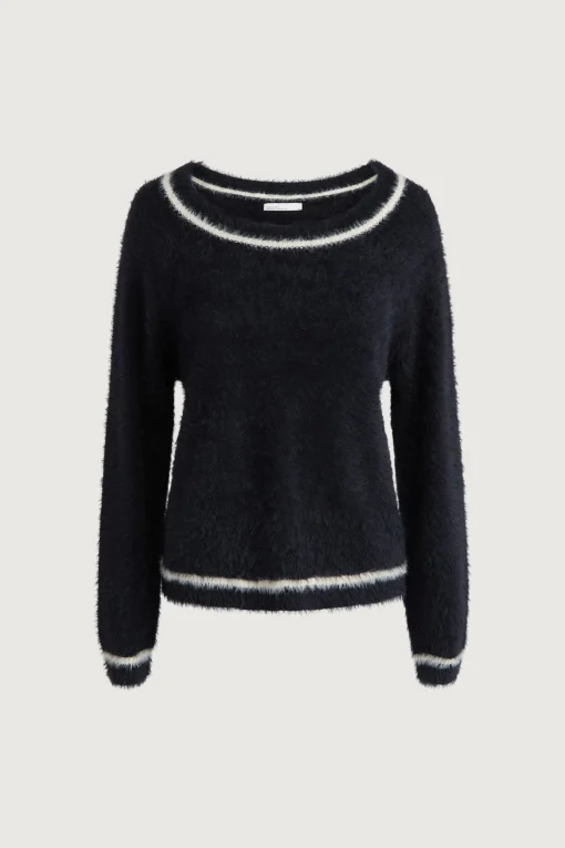 FUZZY CONTRAST DETAIL SWEATER