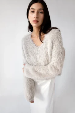 FUZZY METALLIC TINSEL SWEATER